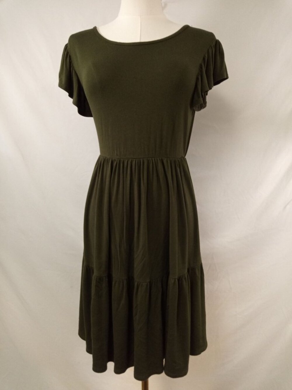 Olivia Rae Women's Olive Green Ruffled Mini Dress Size Medium